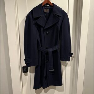 Vintage Pendleton Wool Trench Coat Men Belted Overcoat Button Front